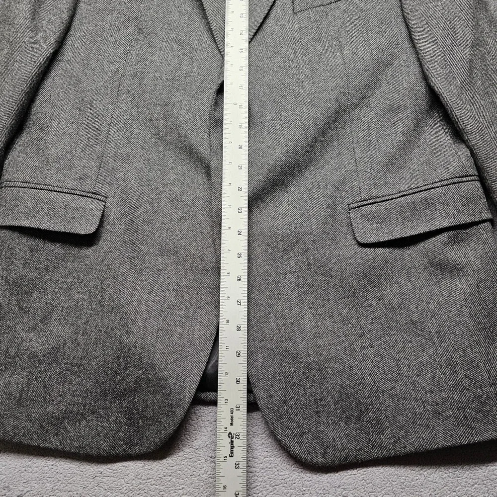 Lauren Ralph Lauren Blazer Jacket Mens 46R Gray Herringbone Vented Notch Lapel